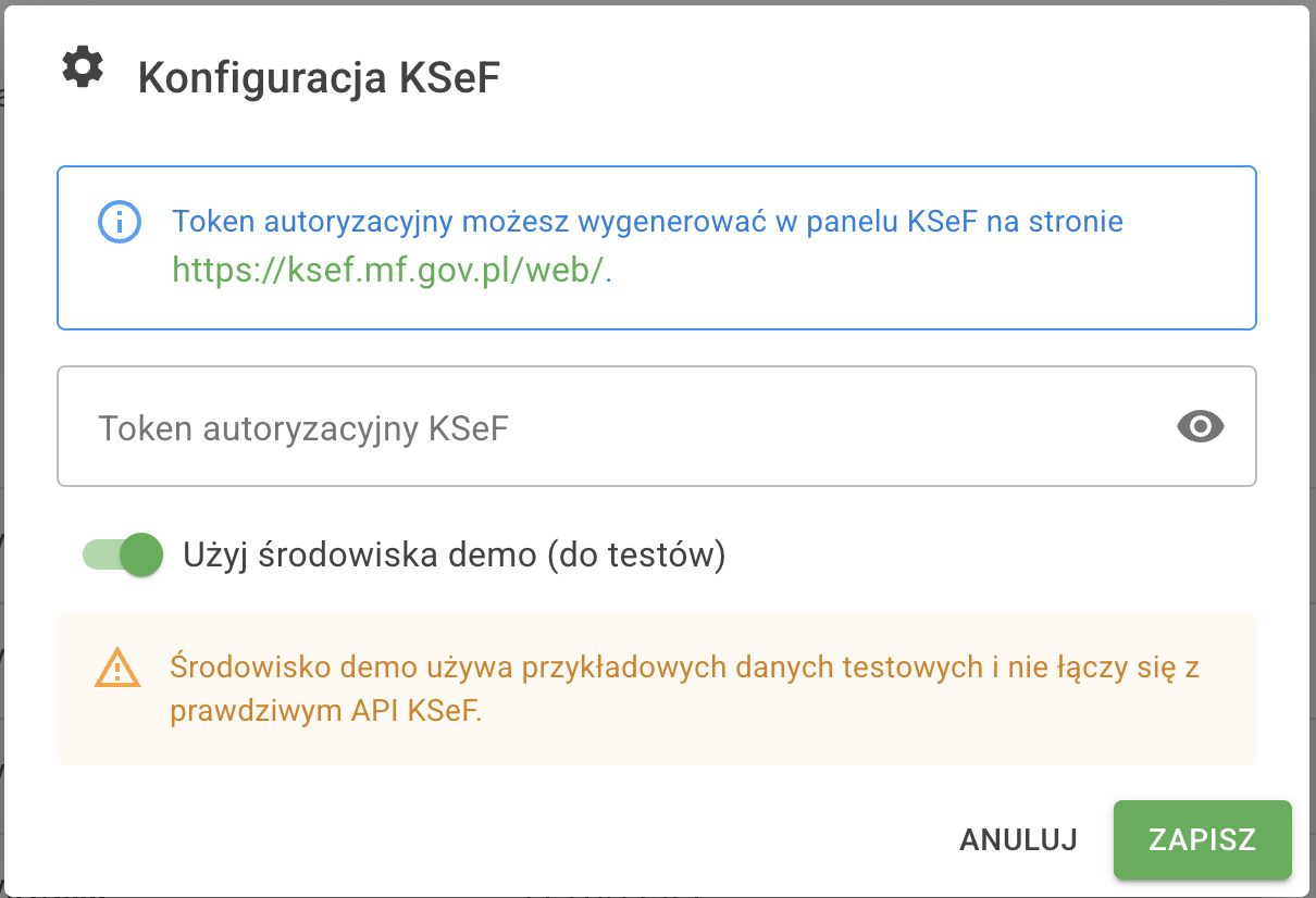 Konfiguracja KSeF w MÓJ ROD - prosta konfiguracja tokenu API