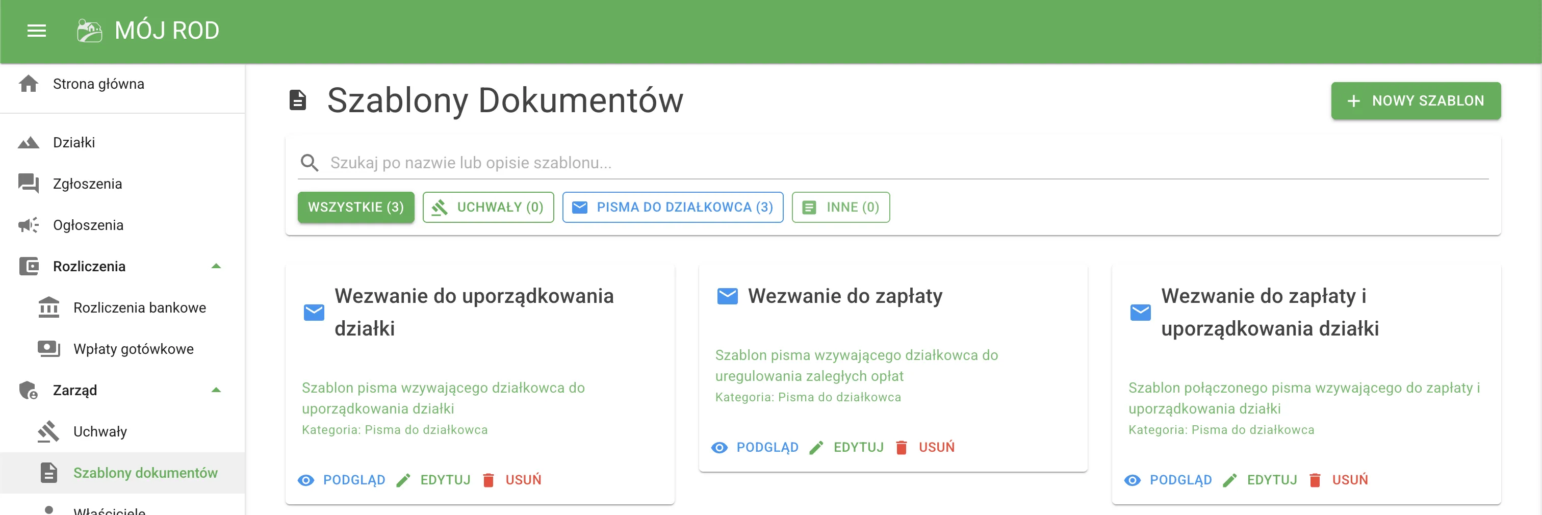 Szablony dokumentów w systemie MÓJ ROD